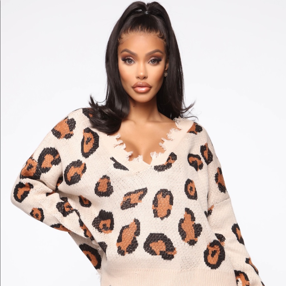Fashion Nova All for You Animal Print Sweater M/L